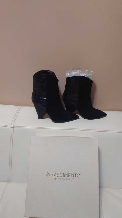 Дамски боти, естествена кожа, 38 размер, черни, италиянски