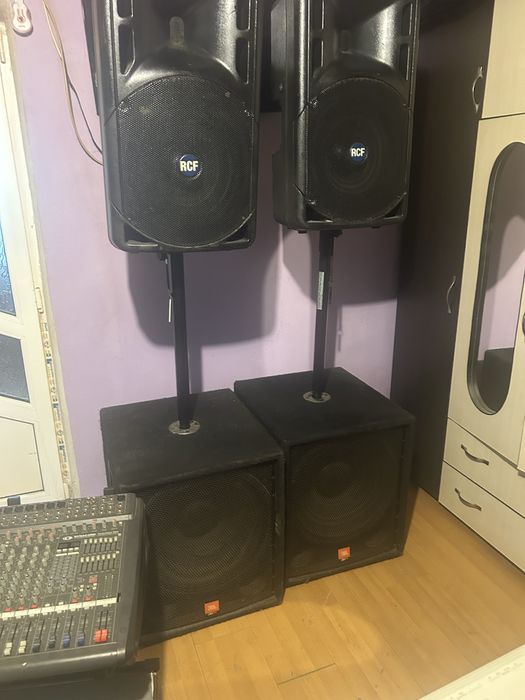 boxe active rcf art 312 basi pasivi jbl de 18 si stabilizator de 5000w