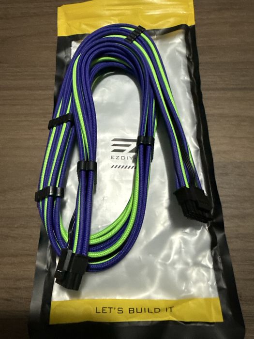 Cablu alimentare PSU sursa PC alimentare EZDIY-FAB 16AWG 12+4 pini mascul/mascul male/male pentru GPU placa video PCIe 5.0 12VHPWR