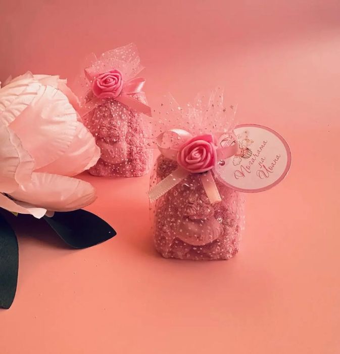 Гипсови фигурки мече/цветя/бебе за погача или кръщене