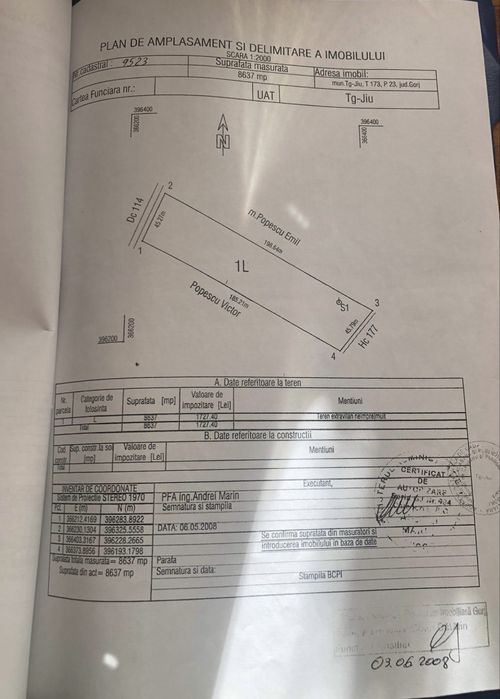 Vând teren extravilan centura Târgu-Jiu, vizavi de reprezentanța Skoda