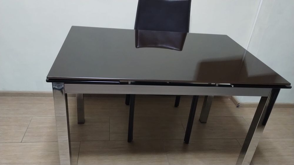 Masă extensibilă din sticlă fumurie 170x92 cm