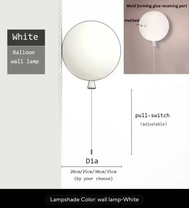 Lampa de perete, model balon, dimensiune 20cm!