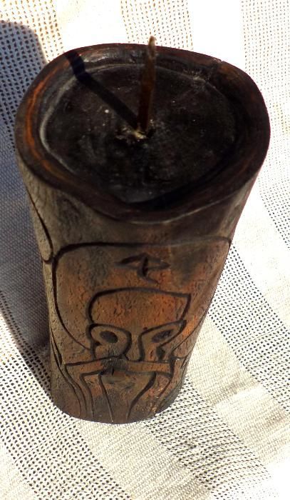 Дървен  авторски свещник с изображения на светци