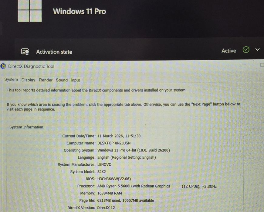 Laptop gaming Lenovo Ryzen 5 5600H 16GB RAM GTX 1650