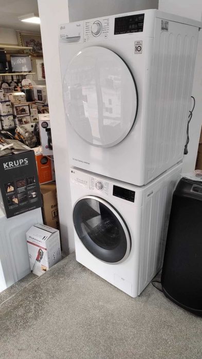 *ПРОМО* Комплкет А+++ Пералня 9 кг и Сушилня 8 кг-Термопомпа LG-ЛГ