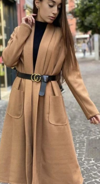 Palton maro cu buzunare