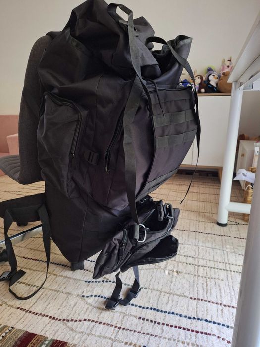 2 in 1 Rucsac Tactic Militar,100L,903D oxford,Amovibil,o geanta mica,5 Compartimente,Impermeabil,pentru Drumetii pe Munte,Turism,Camping,Negru