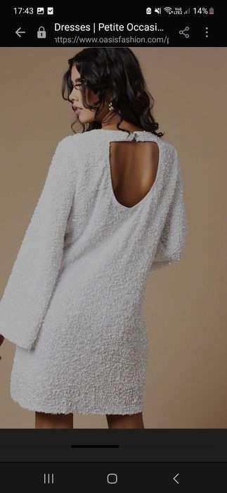 Бяла пайетена рокля Oasis