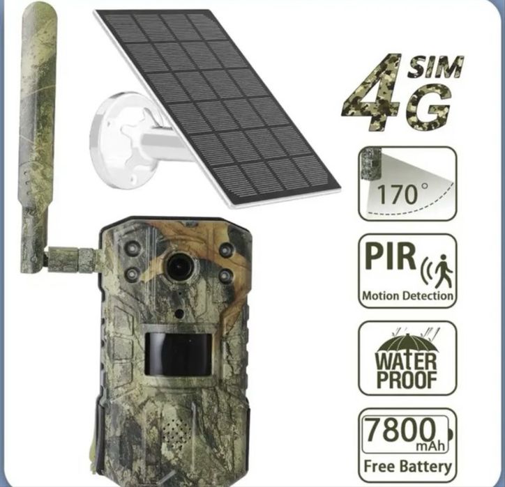 Camera video vanatoare 4G cu SIM si transmitere cu panou solar 3 buc