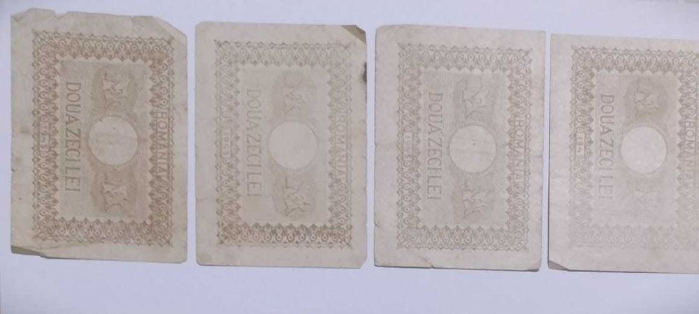 Patru Bancnote 20 LEI 1945 - Regele Mihai I