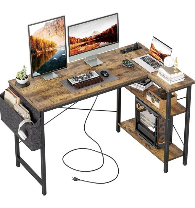 Vând birou in forma de L, maro