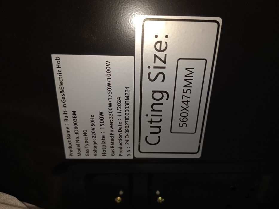 Газ панел янги 60 см 3 та газ 1 та ток