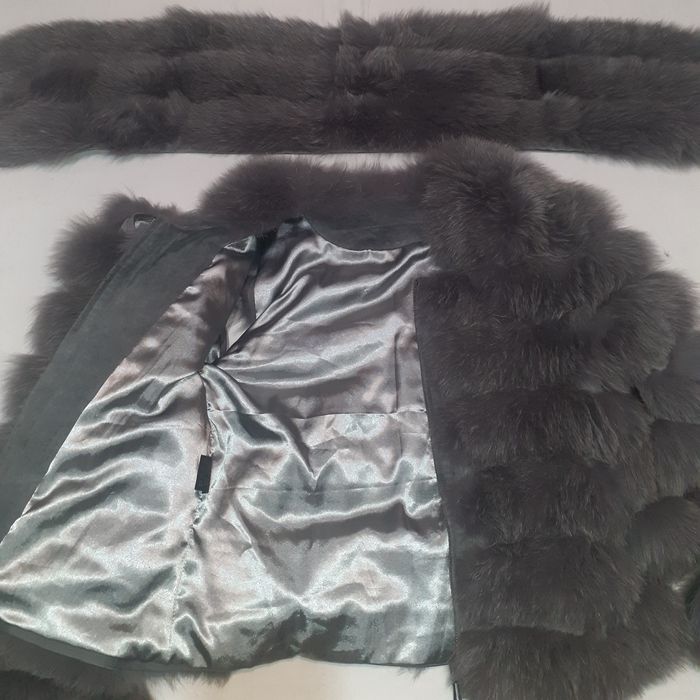 Haina/vesta blana naturala si piele intoarsa