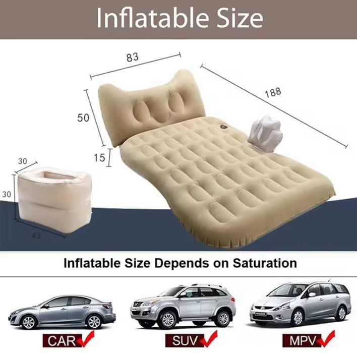 Матрас надувной для автомобиле 12 в насос+подушки и Доставка бесплатно