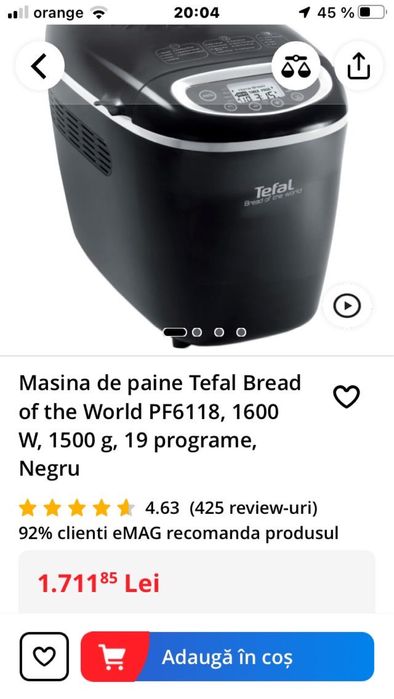 Masina de paine Tefal Bread of the world 1600w,1,5kg,19 programe