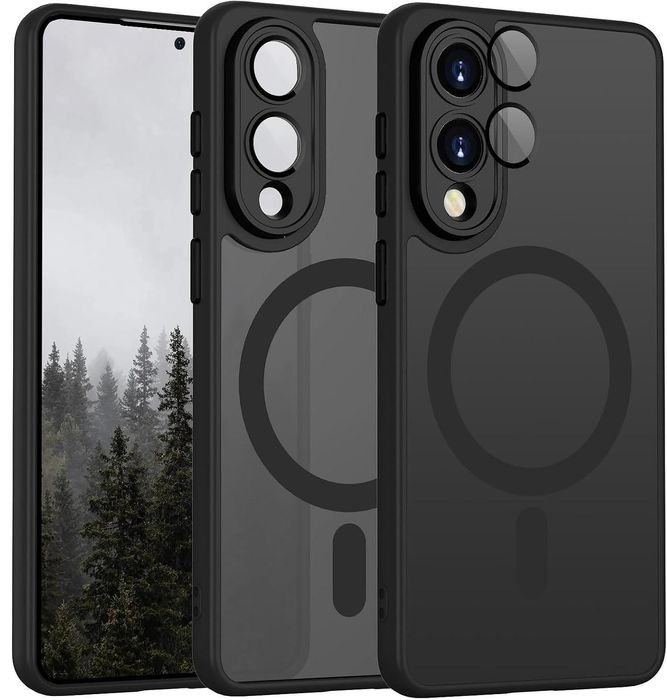 Матов magsafe кейс за samsung galaxy s25 edge - черен