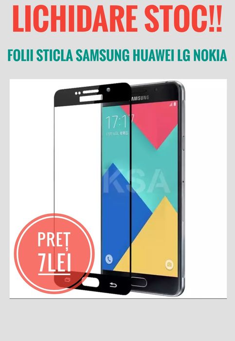 Folie sticla samsung a9 s6 s6 edge auriu s7 edge alb s8 plus lg k4 k8