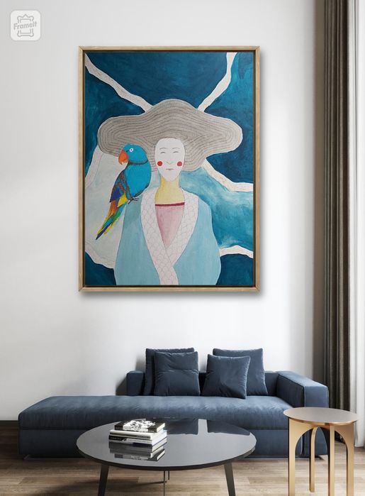 Tablou pe panza in ulei  si a,cril , realizat manual ( 70×50), fara ra