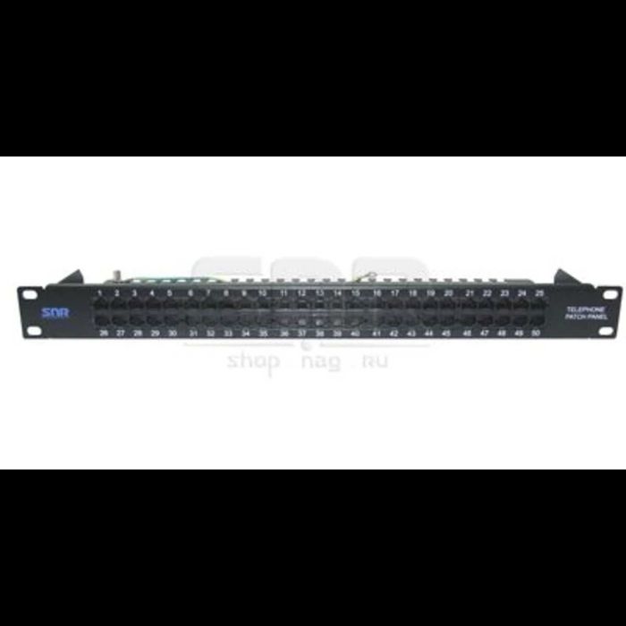 Патч-панель телефонная Pixietech, Cat. 3, 19", 1U, 50 портов