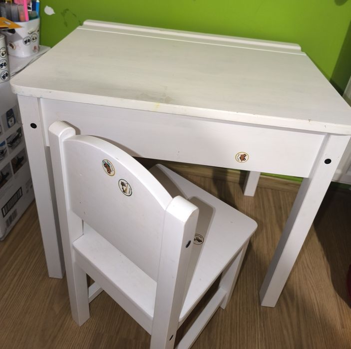 Set birou + scaun din lemn pentru copii