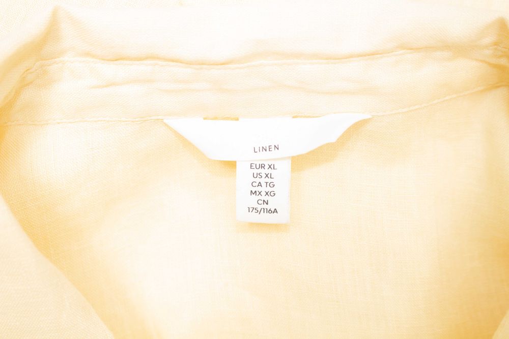 H&M дамска ленена риза бледо жълта лека материя 100% лен XL
