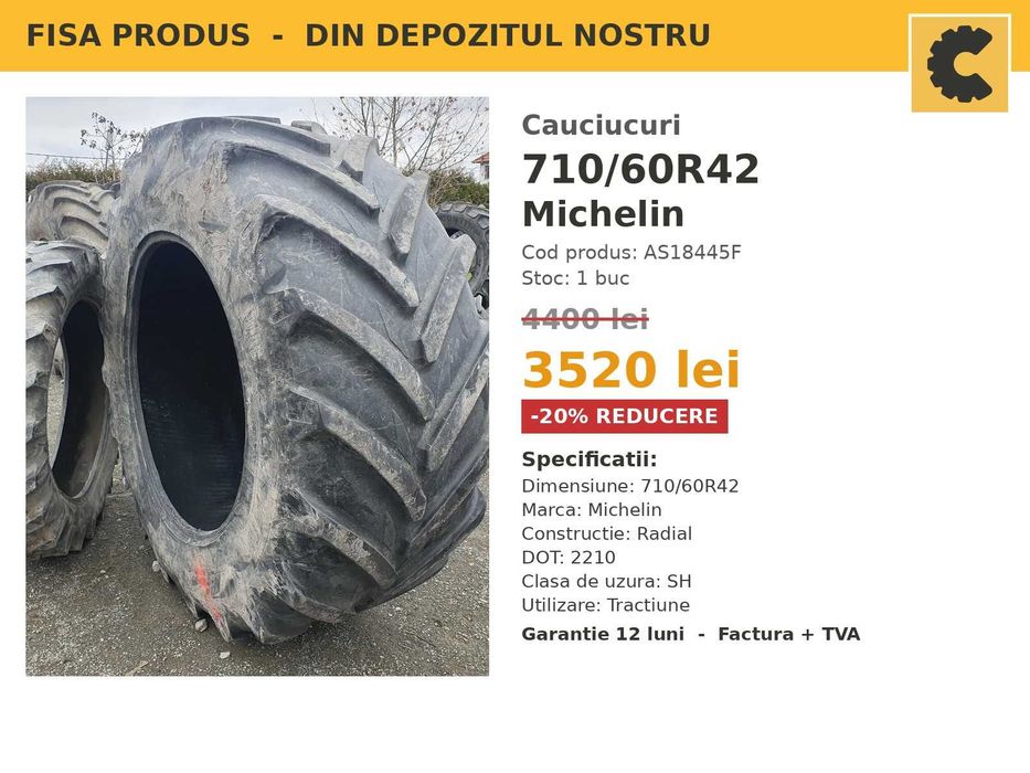 Cauciucuri 710/60R42 Michelin Anvelope Tractor Mare SH REDUCERE