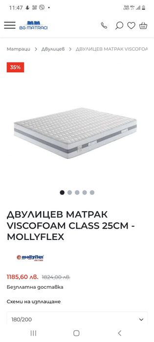 Матрак Viscofoam Class  Mollyflex 180/200