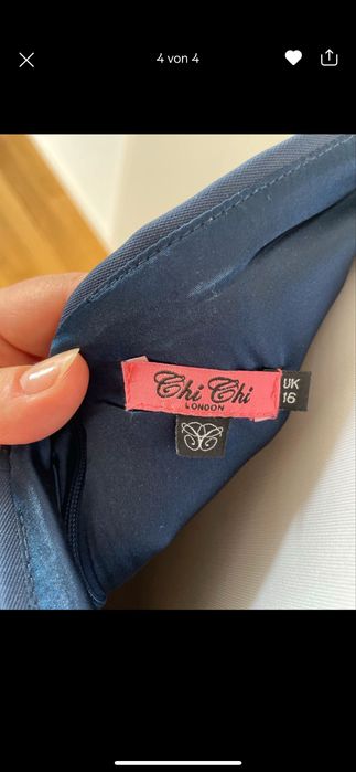 Прекрасна тъмно синя разкроена ретро елегантна рокля L/XL