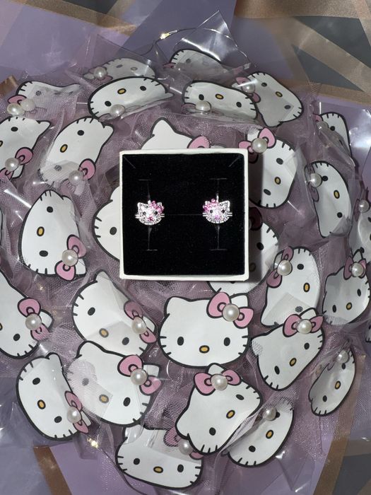 Сережки Hello Kitty серебро 925