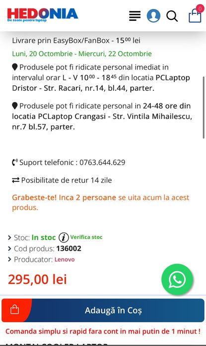 Set coolere Laptop, Lenovo, Legion 5 15IAH7 Type 82RC, FPPF, 5V, 0.5A