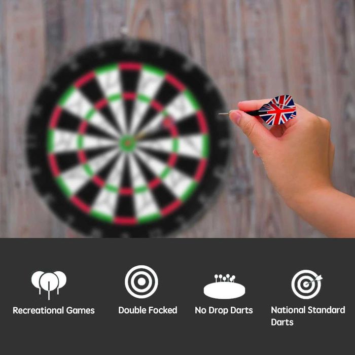 Set profesional darts 45 cm 6 sageti varf metalic 2 fete design clasic