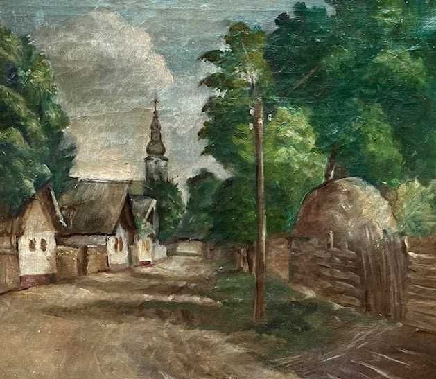 "DOI PRIETENI PE ULITA" Tabl0u vechi, realiz in ul>pza> 75x60 cm semn