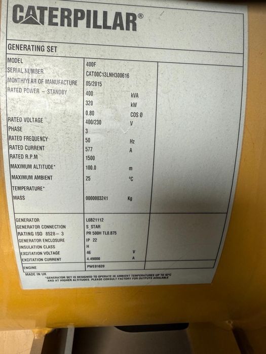 Cat генератор 320кВт 400 кВА