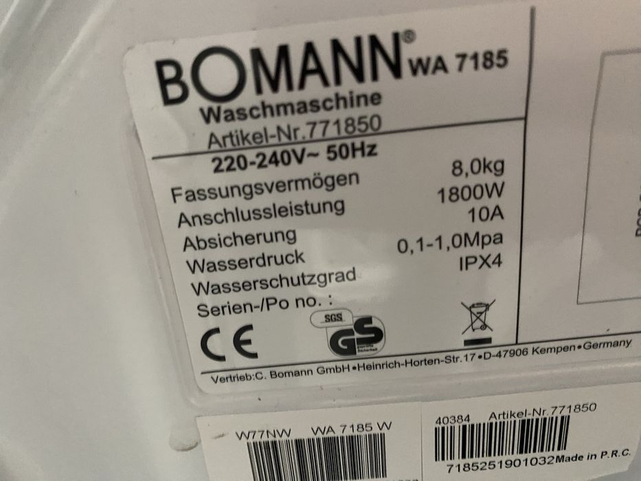 Пералня Bomann 8 кг. 1400 об./ мин