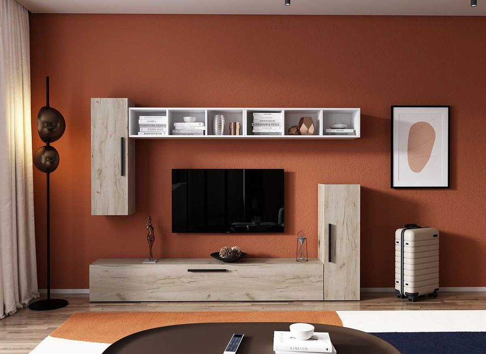 Living Pati 073 - Mobila Sufragerie Stejar + Alb