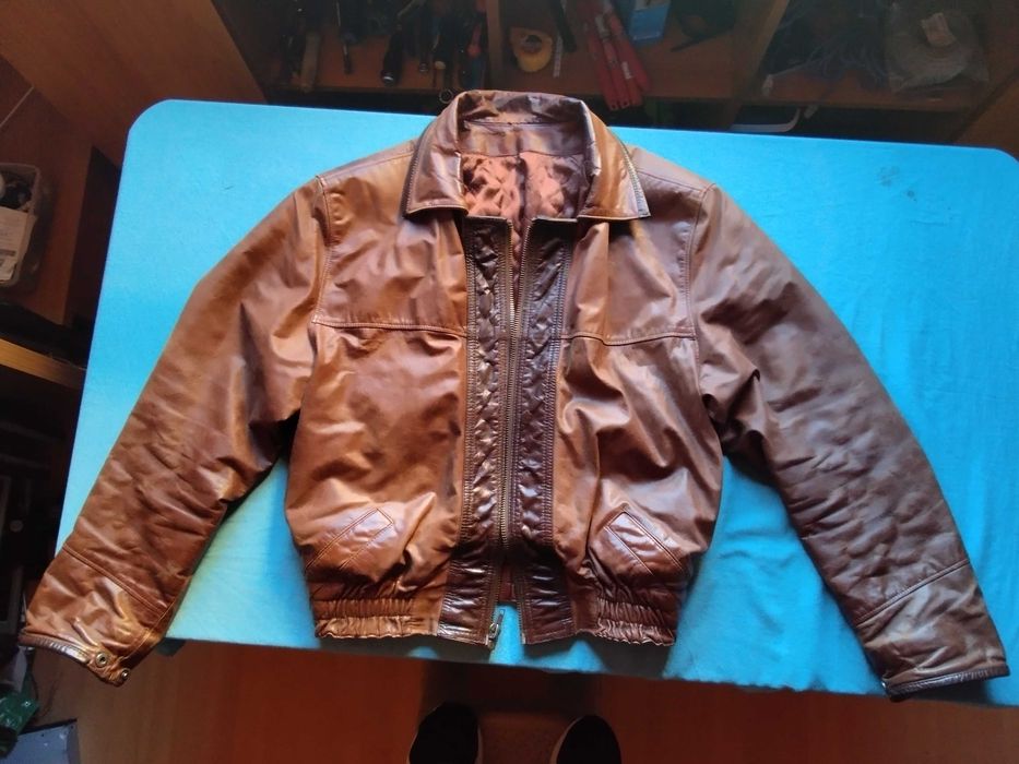 голямо мъжко тузарско яке XL от естествена кожа до кръста-ТОП ГЪН