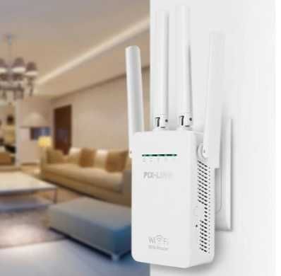 Мощен wi-fi усилвател за безжичен интернет с 4 антени 300mb/s