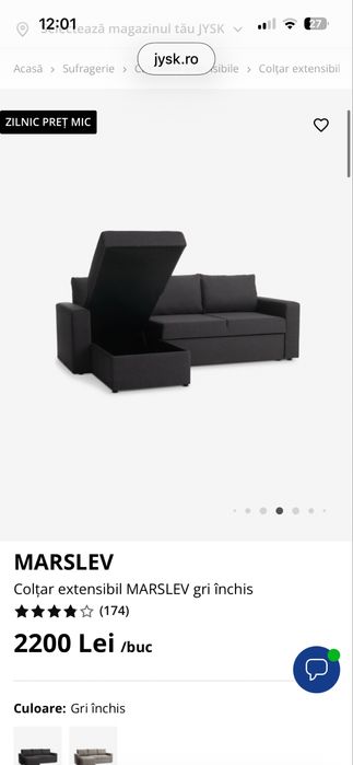 Coltar extensibil cu lada