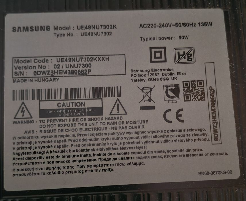 Piese TV Samsung UE49NU7302K