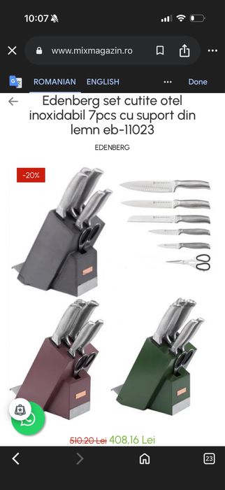 Set cutite otel inoxidabil nou