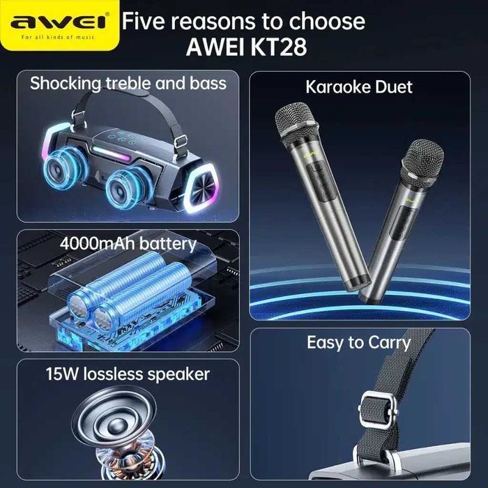 Awei KT28 30W Bluetooth-Колонка с Мощным Звуком. Есть доставка