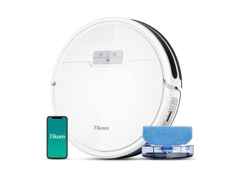 Робот Прахосмукачка с Моп Tikom G8000 Pro - 4500Pa, Бял