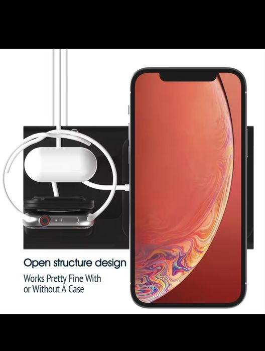 Алуминиева Зарядна станция 3 в 1 iPhone, Apple watch и AirPods
