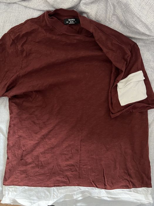 Vand outfit de vara seara tricou visiniu+ blugi Bershka + Reserved