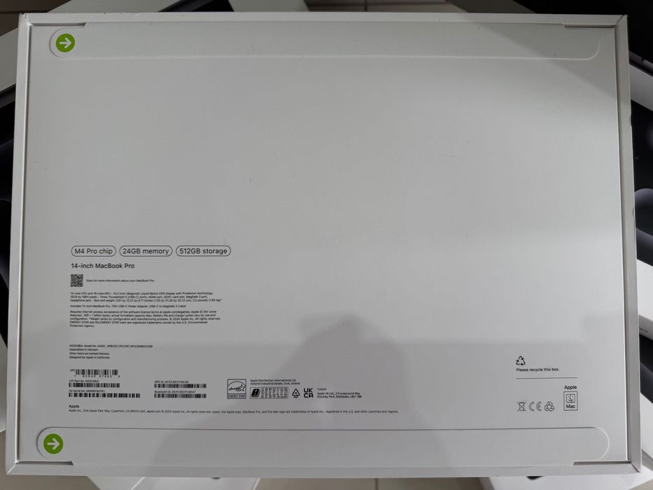 ЧИСТО НОВ MacBook Pro 14" M4 PRO Chip 12-CPU/16-GPU/24RAM/512SSD