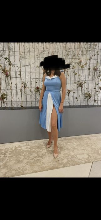 Rochie midi bleu eleganta