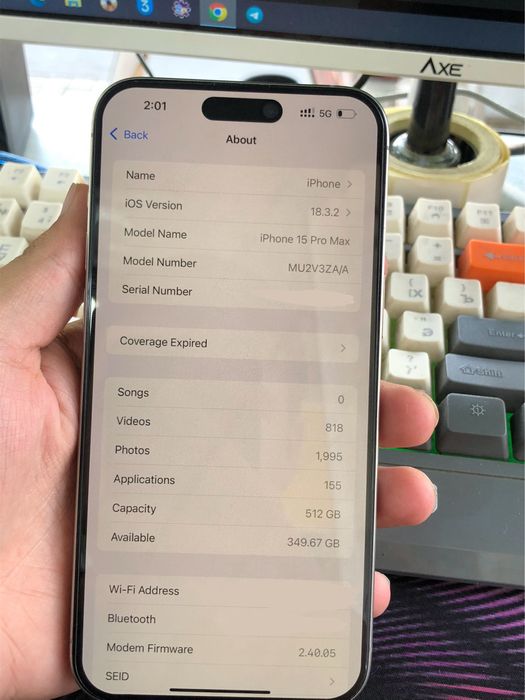 I phone 15 pro max rangi Natural Titanium