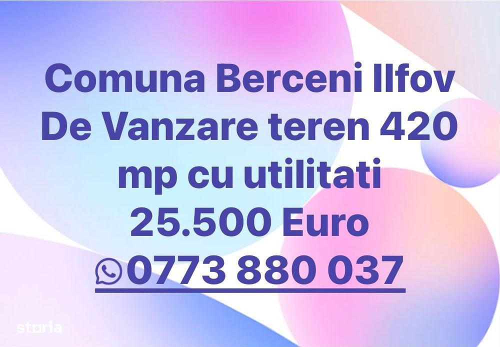 Vand teren - 25.500 Euro - Comuna Berceni Ilfov