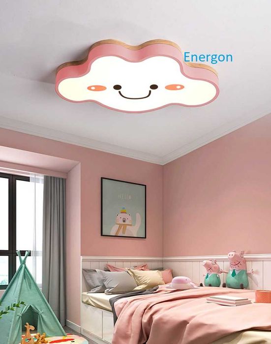 Луксозна LED лампа за ДЕТСКА СТАЯ висок клас плафон облак Розов облак